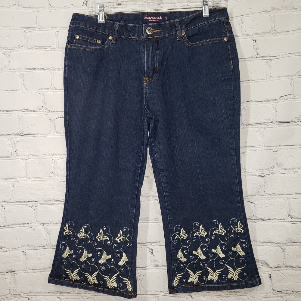 Sweet Jeans butterfly embellished cropped jeans